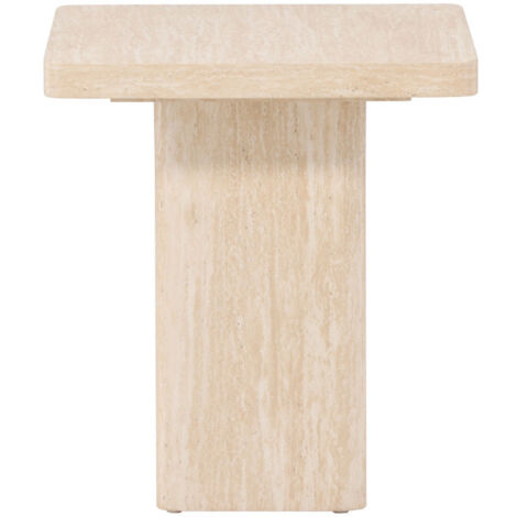 Table d'appoint carrée effet travertin 50x50cm - Beige - Qvart (1/5)