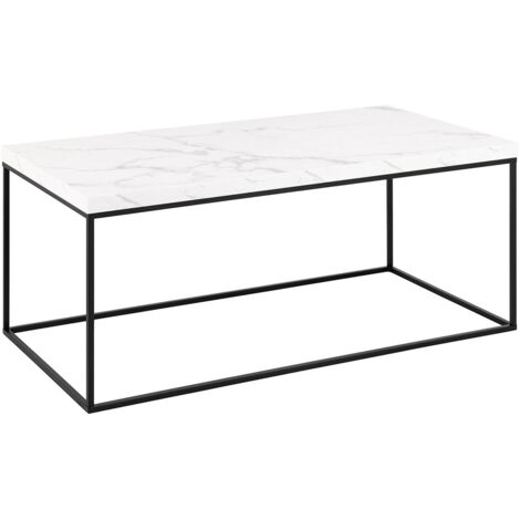 Table basse rectangulaire 110x55x45 cm décor marbre blanc - AYA (1/5)