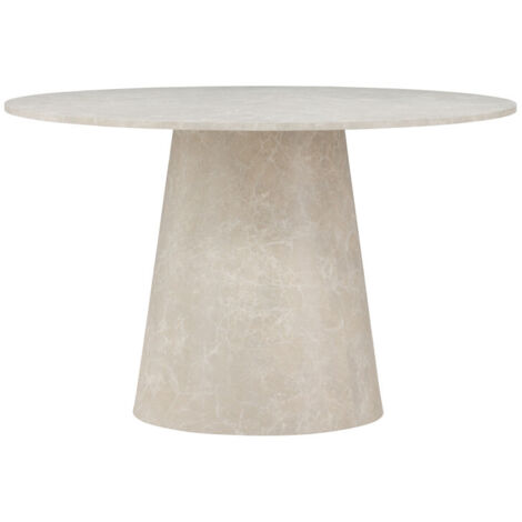 Table à manger ronde 4 personnes effet marbre MDF – Diamètre 120 cm – Hauteur 75 cm – Design contemporain avec pied central conique (1/5)