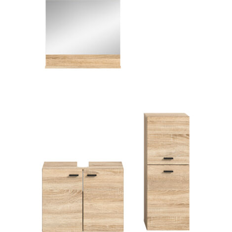 Ensemble meuble sous lavabo + 2 meubles décor chêne - BOSTOZ (1/4)