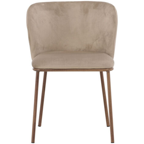 Lot de 2 chaises en velours et métal - Beige - Edina (1/5)