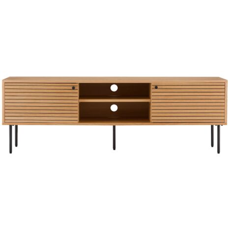 Meuble TV 2 portes KYOTO – Chêne & métal noir-Beige (1/2)