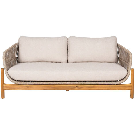 Canapé de jardin 2 places 175 cm en corde beige et bois - TERATZA (1/5)