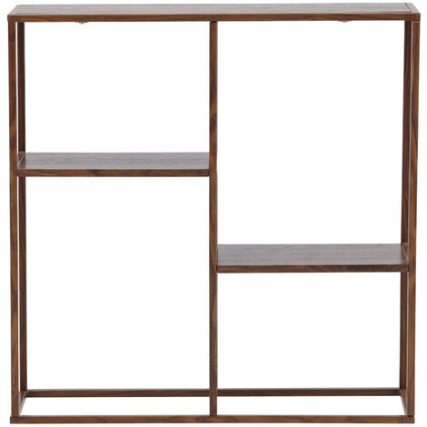 Étagère en bois effet noyer et métal H81cm - Bois foncé - Staal (1/4)