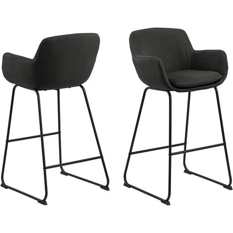 Lira Tabouret de bar en gris foncé, et pieds en noir poudré. (1/5)