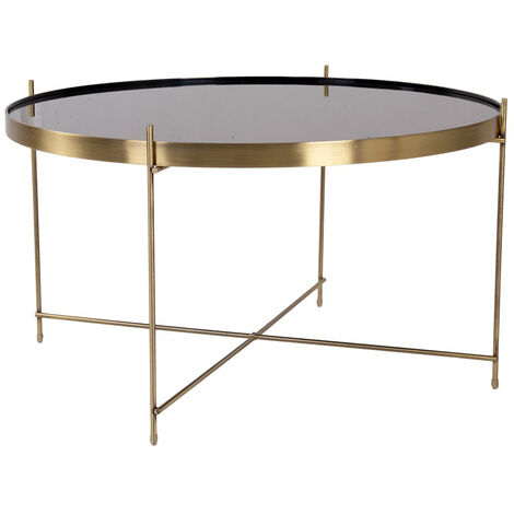 Veo Table basse 70x40 cm, acier couleur laiton, verre. (1/5)
