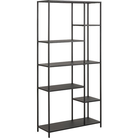 Etagère 6 niveaux 79,5x30x165 cm en métal noir - BAKOS (1/5)