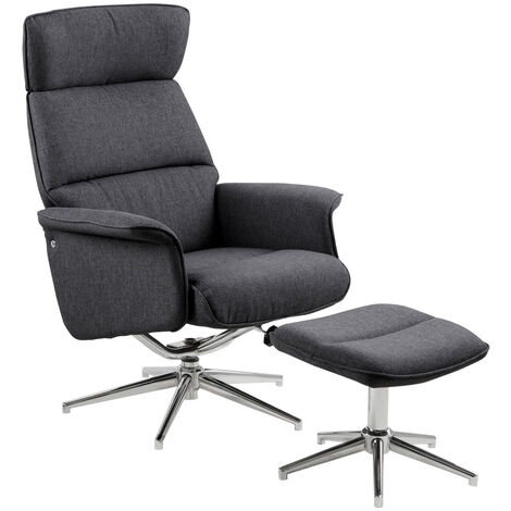 Fauteuil relax manuel pivotant 74x111x110 cm en tissu gris foncé (1/5)