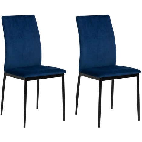 Lot de 4 chaises 43,5x53x92 cm en tissu bleu foncé - DEMY (1/5)