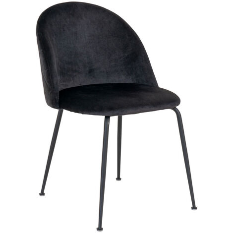 Geneve Chaise de salle à manger en velours noir, noir. (1/5)