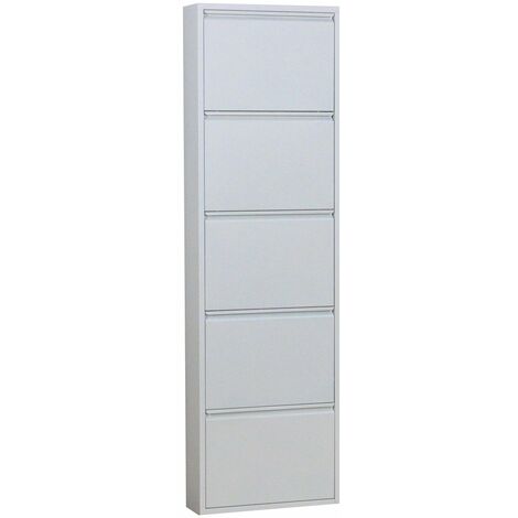 Ebuy24 – Armoire à chaussures 5 portes en métal blanc – Design moderne – Dimensions 80x30x100cm – Meuble de rangement élégant
