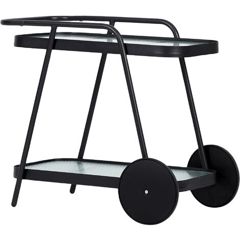 Steam Chariot de service noir, avec plateaux à rayures transparents. (1/5)