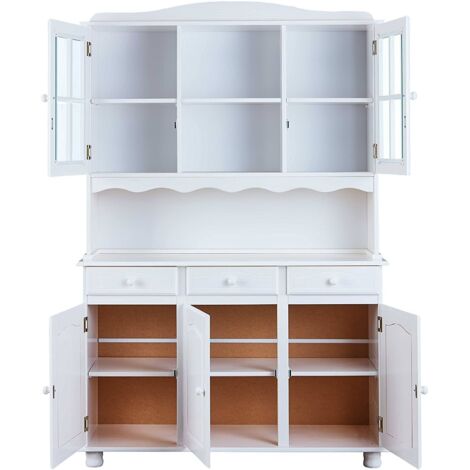 Buffet blanc 130x32x198 cm – 3 portes et 3 tiroirs – Élégant et durable – Pour rangement et décoration intérieure – Inter Link (1/5)