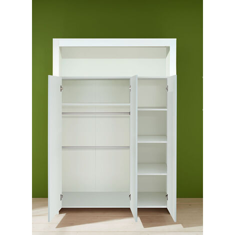 Armoire Garde-Robe Befara AUROR 159x48x200cm - Portes Coulissantes Reversibles - Avec Tiroirs Et Étagères - Vert/Nature
