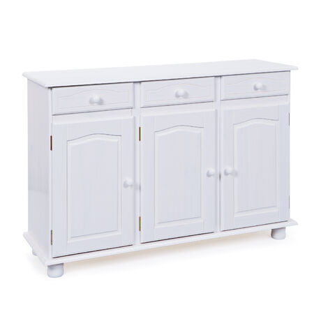 Livra Buffet 3 tiroirs, 3 portes, blanc.