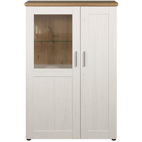 Shade Vitrine 95 x 140 cm 2 portes finitions, pin blanc, chêne. (1/5)