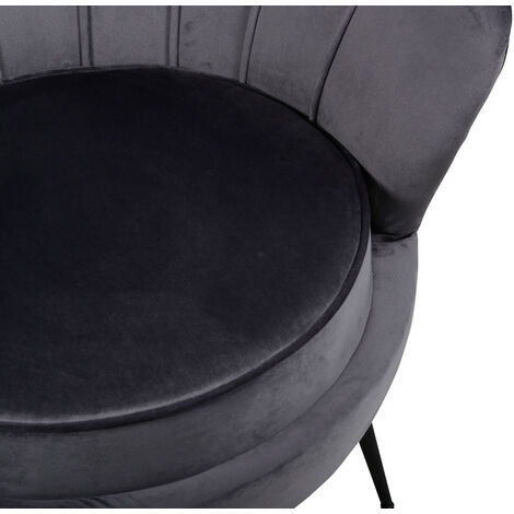 Fauteuil ANGIE en velours - Gris foncé | Blanc d'Ivoire