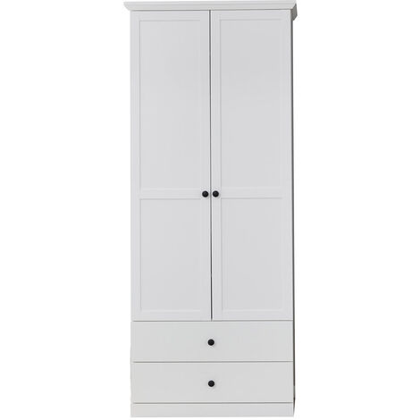 BrandsonBaxter Armoire 2 portes, 2 tiroirs, 5 tablettes de rangement, blanc. (1/4)