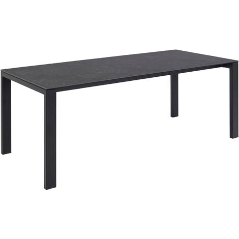 Table à manger 200x90x75 cm en céramique et métal noir (1/5)