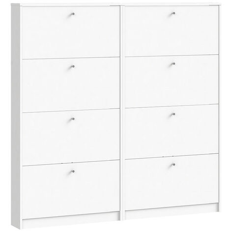 Ebuy24 – Armoire à chaussures 8 abattants – Largeur 150 cm – Hauteur 148 cm – Blanc – Optimisation espace hall d'entrée (1/5)