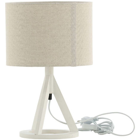 Lampe à poser en hévéa et lin Kona Blanc (1/5)