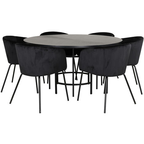 Copenhagen ensemble table, table marron et 6 Berit chaises Velours noir. (1/5)