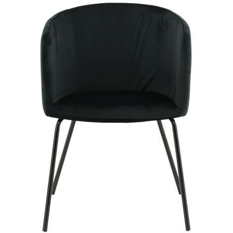 Berit chaise de salle à manger avec accoudoirs, velours noir. (1/5)