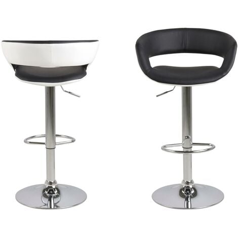 Gramma Tabouret de bar noir et blanc en similicuir pied en chrome