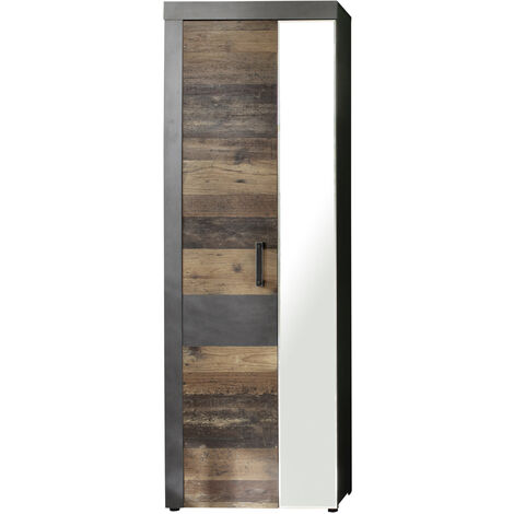 Irwin Armoire 2 portes, finition Matera, gris, style vieux bois. (1/3)