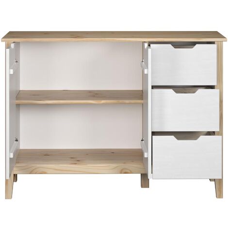 Latera buffet 3 tiroirs, 2 portes blanc.