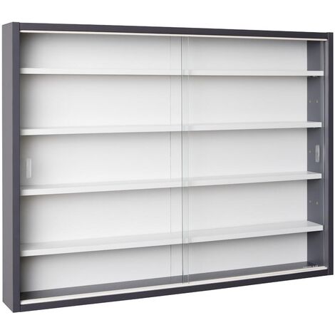 Vitrine 4 étagères 80x9,5x60 cm gris et blanc - SHOW (1/5)