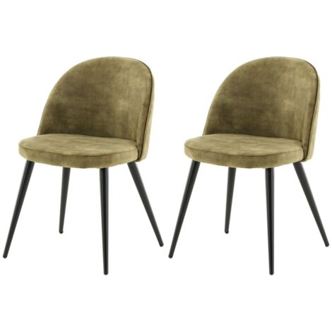 Chaises à manger lot de 2 Velvet noir et vert olive Venture Home (1/5)