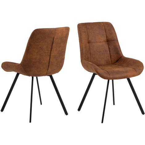 Lot de 2 chaises repas 54x58,5x88 cm en microfibre camel (1/5)