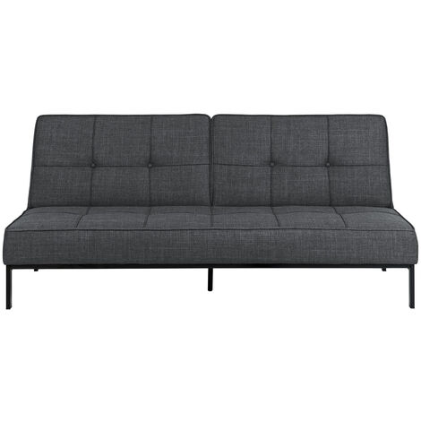 Banquette convertible 3 places 198 cm en tissu gris foncé - MANNY (1/5)