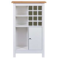 Meuble range-bouteilles 76,8x33x124,4 cm blanc et chêne - BARTY