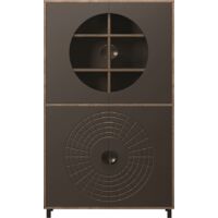 Buffet haut 2 portes 3 tiroirs décor chêne et bronze foncé - VELA