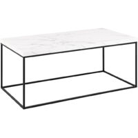 Table basse rectangulaire 110x55x45 cm décor marbre blanc - AYA