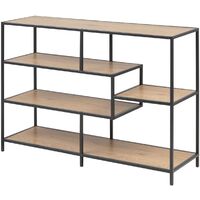 Etagère design 114x35x78 cm décor chêne et métal noir - FYNCA