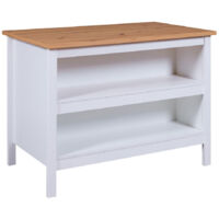 Îlot de cuisine 2 niches 124x75x91,5 cm blanc et chêne