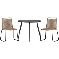 Break ensemble table et chaises de jardin, table 90x90cm, 2 chaises Lindos, noir,marron.