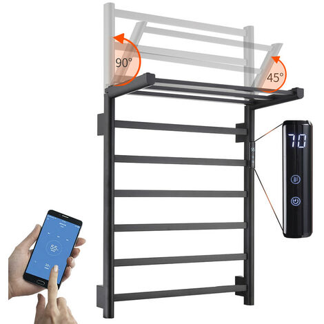 Esip – Sèche-serviette électrique 76 W – WiFi intelligent avec commande vocale – Acier inoxydable 304 – Étanche 360° – Support de rangement pliable