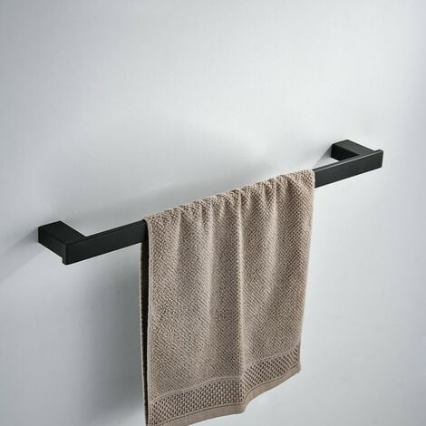 Porte-serviettes Salle de Bain, Barre de Serviette de Bain de Fixée au mur de SUS 304 en Acier Inoxydable, Barre Simple de Serviette, 40cm Noir