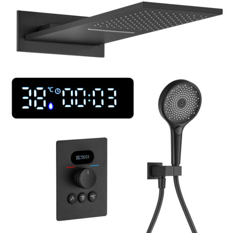 Panneau de douche à effet pluie LED avec affichage numérique, mitigeur