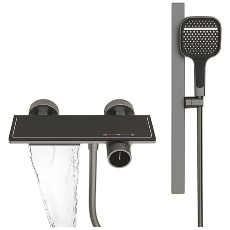Esip – Mitigeur de baignoire mural en laiton A59 – Douchette 3 jets avec tuyau 150 cm – Bec cascade pour remplissage rapide – Tringle réglable