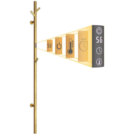 Esip – Sèche-serviette électrique 30 W – WiFi intelligent – Acier inoxydable 304 – Température réglable 30-60 °C – Affichage tactile LED – 3 crochets