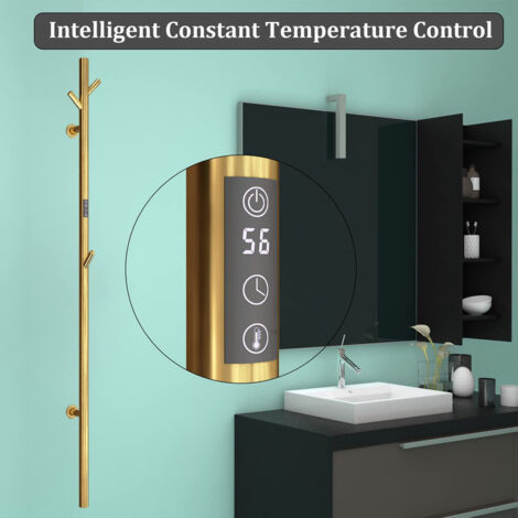 Sèche-serviettes électrique Intelligent Avec étagère - WiFi, Commande Vocale, 6 Pôles, Noir, 197W