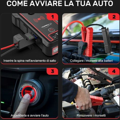 Avviatore Batteria Auto, 2500A/21800Mah Booster Avviamento Auto  Professionale pe 726084603905