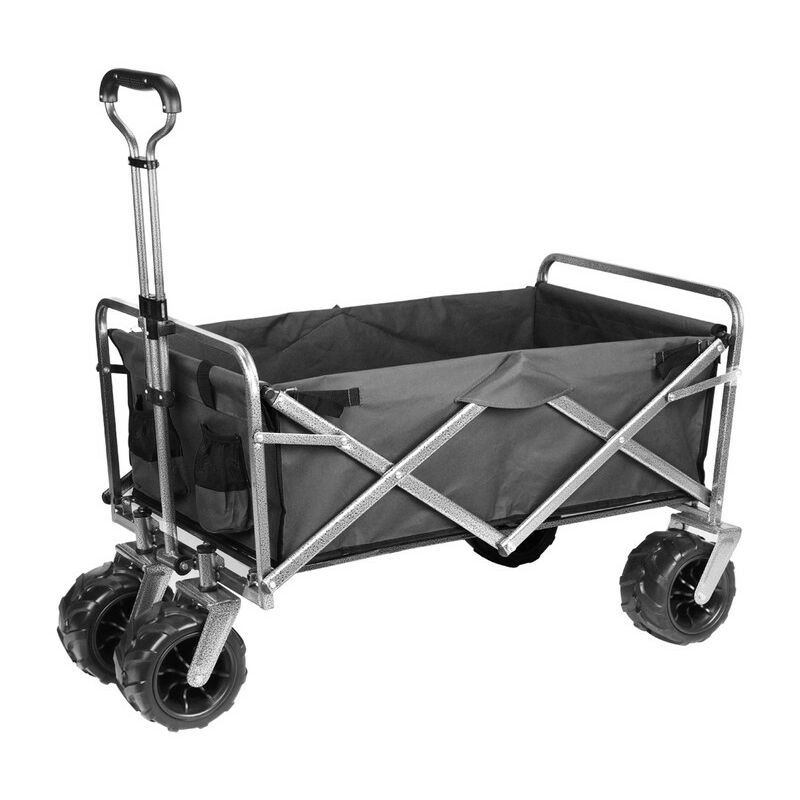 Carro Plegable de Jardín con 4 Ruedas para Transportar, una Carga de 150 kg Carro Plegable de Playa - Negro