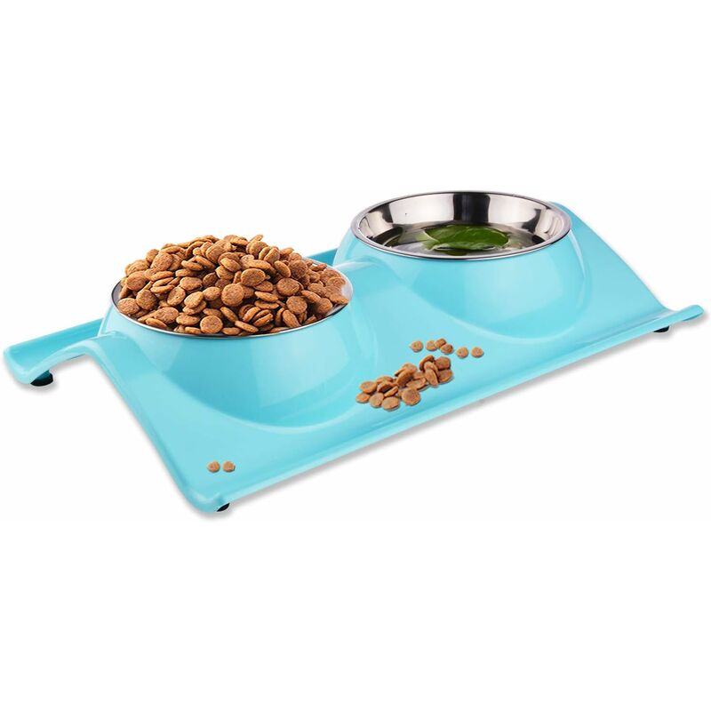 Puppy Cat Food Bowl with Waterproof Mat Automatic Pet Feeder Cat Water  Fountain Double Dish Pets Feeding & Watering Supplies