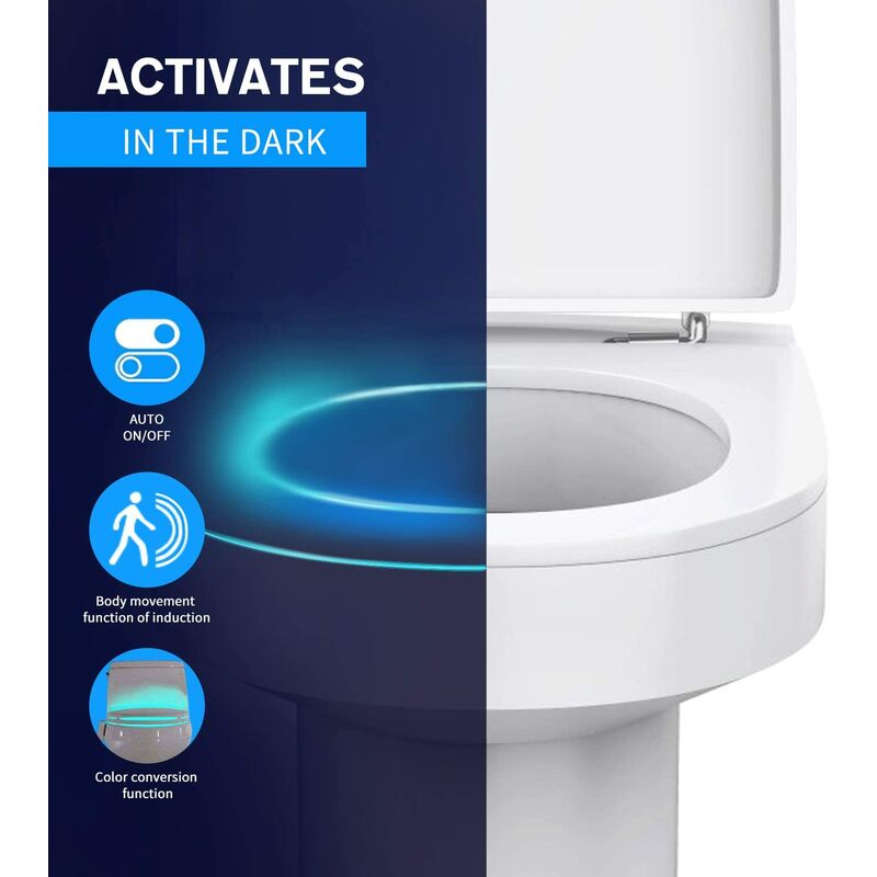 Explore 8-Color Toilet Night Light, Motion Activated Detection Bathroom Bowl Lights, Fit Any Toilet Bowl Light Bathroom Night Light, Unique & Funny Birthday